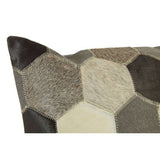 Orsina Cushion Cover with Patchwork Hexagonal Design in Grey and Beige Tones