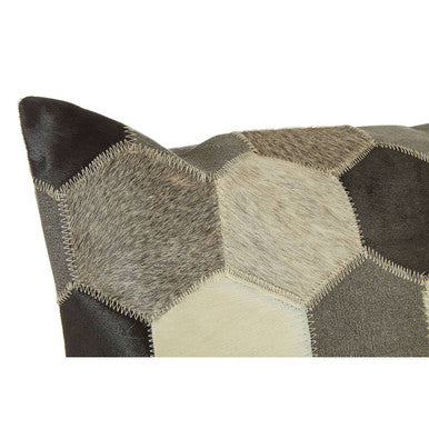 Orsina Cushion Cover with Patchwork Hexagonal Design in Grey and Beige Tones