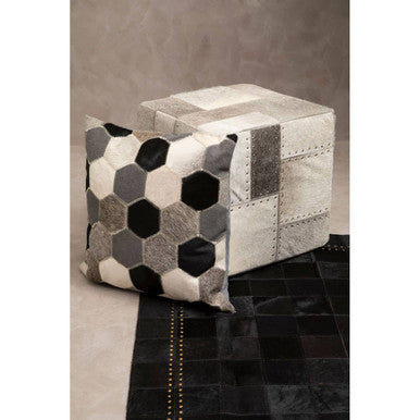 Orsina Cushion Cover featuring a geometric hexagon pattern in shades of grey and cream