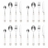 KitchBoom Cutlery Set with Elegant White Handles and Gold Accents for Stylish Dining