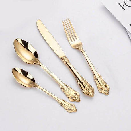 Kitchen Essentials Elegant Cutlery Set for Dining 24pcs Light Gold Kitchen Essentials