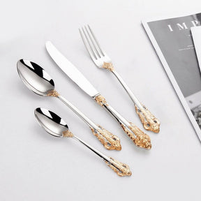 Kitchen Essentials Elegant Cutlery Set for Dining 24pcs Gold plated Kitchen Essentials