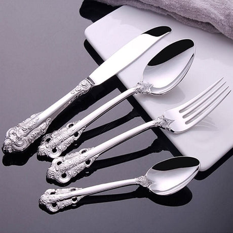 Kitchen Essentials Elegant Cutlery Set for Dining 24pcs Silver Kitchen Essentials