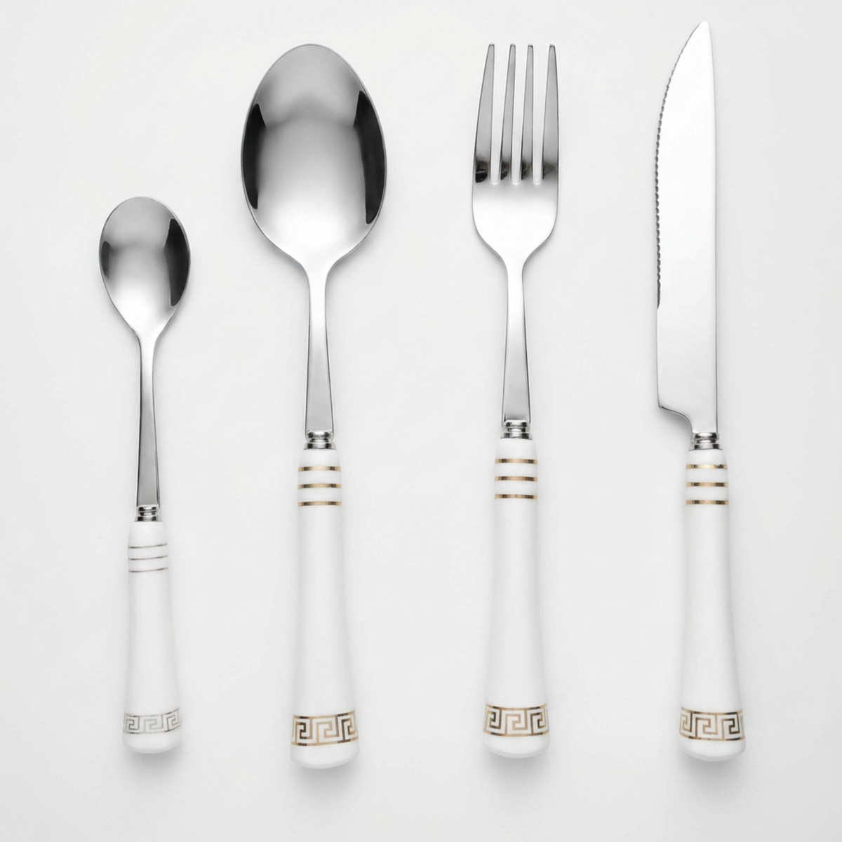 KitchBoom Cutlery Set featuring elegant design with gold accents and polished stainless steel finish