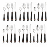 KitchBoom Cutlery Set featuring black handles and stainless steel utensils for dining occasions