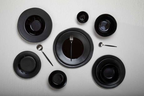 Avie 16 Piece Matte Silver And Black Cutlery Set Orsina