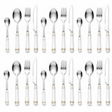 KitchBoom Cutlery Set featuring stainless steel utensils with elegant white handles and gold accents