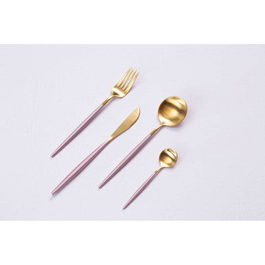 Avie 16 Piece Pink And Gold Finish Cutlery Set Orsina