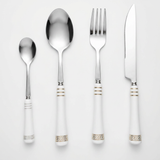 KitchBoom Cutlery Set featuring elegant stainless steel utensils with ornate gold detailing