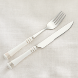 KitchBoom Cutlery Set with Elegant White Handles and Decorative Detailing for Stylish Dining