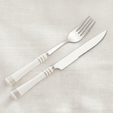 KitchBoom Cutlery Set with Elegant White Handles and Decorative Detailing for Stylish Dining
