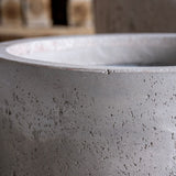 Close-up view of Jobu Home Cylinder Planter with textured concrete finish for indoor plants