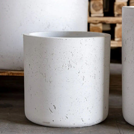 Set of stylish Jobu Home Cylinder Planters in textured white for modern interior decor