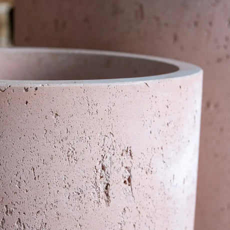 Jobu Home Cylinder Planter in a textured pink finish for modern home decor