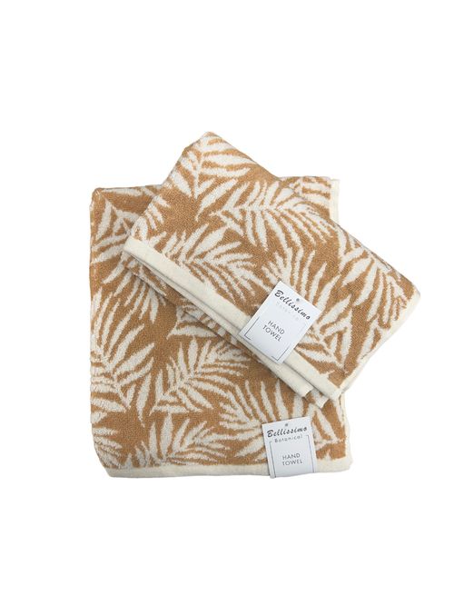 Botanical Leaf Turkish Cotton jacquard towel beige Bath Towel Bellissimo Home