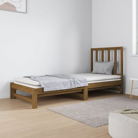 vidaXL Wooden Day Bed with Slatted Frame Natural Finish honey brown vidaXL