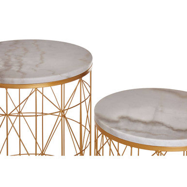 Avantis Set Of 2 Marble Top Round Side Tables Orsina