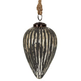 Shades 4 Seasons Cone Bauble in Grey with Striped Design for Elegant Christmas Decorations