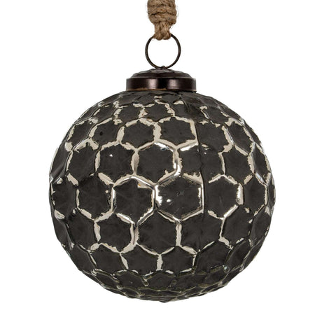 Honey Combe Bauble in a geometric design with a rustic finish for stylish Christmas decorations