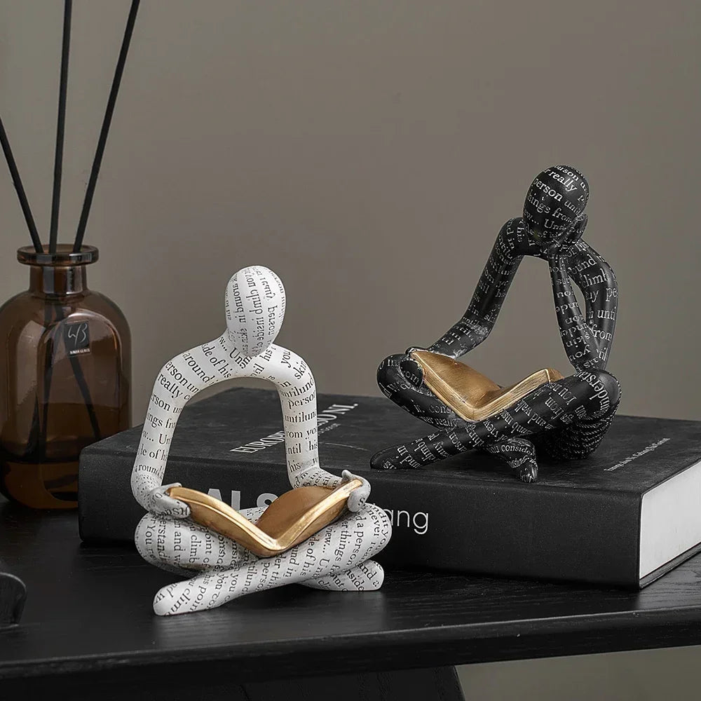 Modern Nisu Home Decorative Ornament featuring seated figures made from book pages