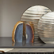 Stylish Orsina bookends featuring round agate slices for elegant home decor and book organisation