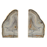 Orsina Natural Agate Stone Bookends with Unique Patterns for Stylish Book Display