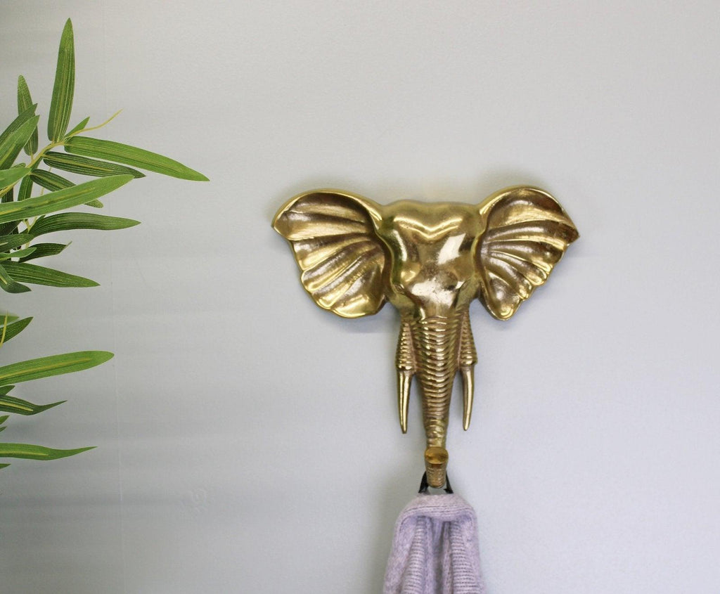 Decorative Gold Elephant Wall Hanging Hook Geko Products