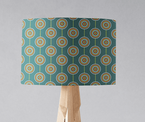 Shadow Bright Decorative Lampshade with Retro Circular Pattern on a Wooden Base