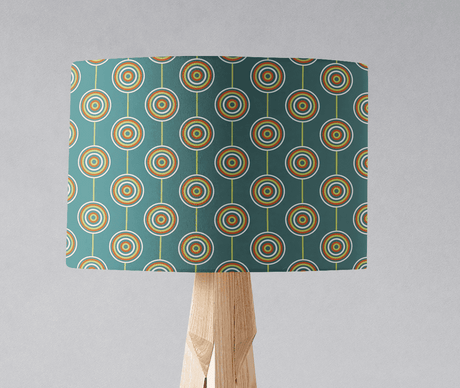Shadow Bright Decorative Lampshade with Retro Circular Pattern on a Wooden Base