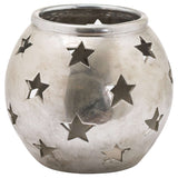Shades 4 Seasons Star Cutout Tea Light Lantern SILVER CERAMIC Shades 4 Seasons