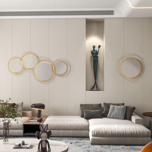 HOMCOM Metal Wall Art Decorative Mirror Decor Modern Wall Sculpture, Gold Unbranded