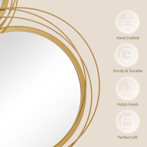 HOMCOM Metal Wall Art Decorative Mirror Decor Modern Wall Sculpture, Gold Unbranded