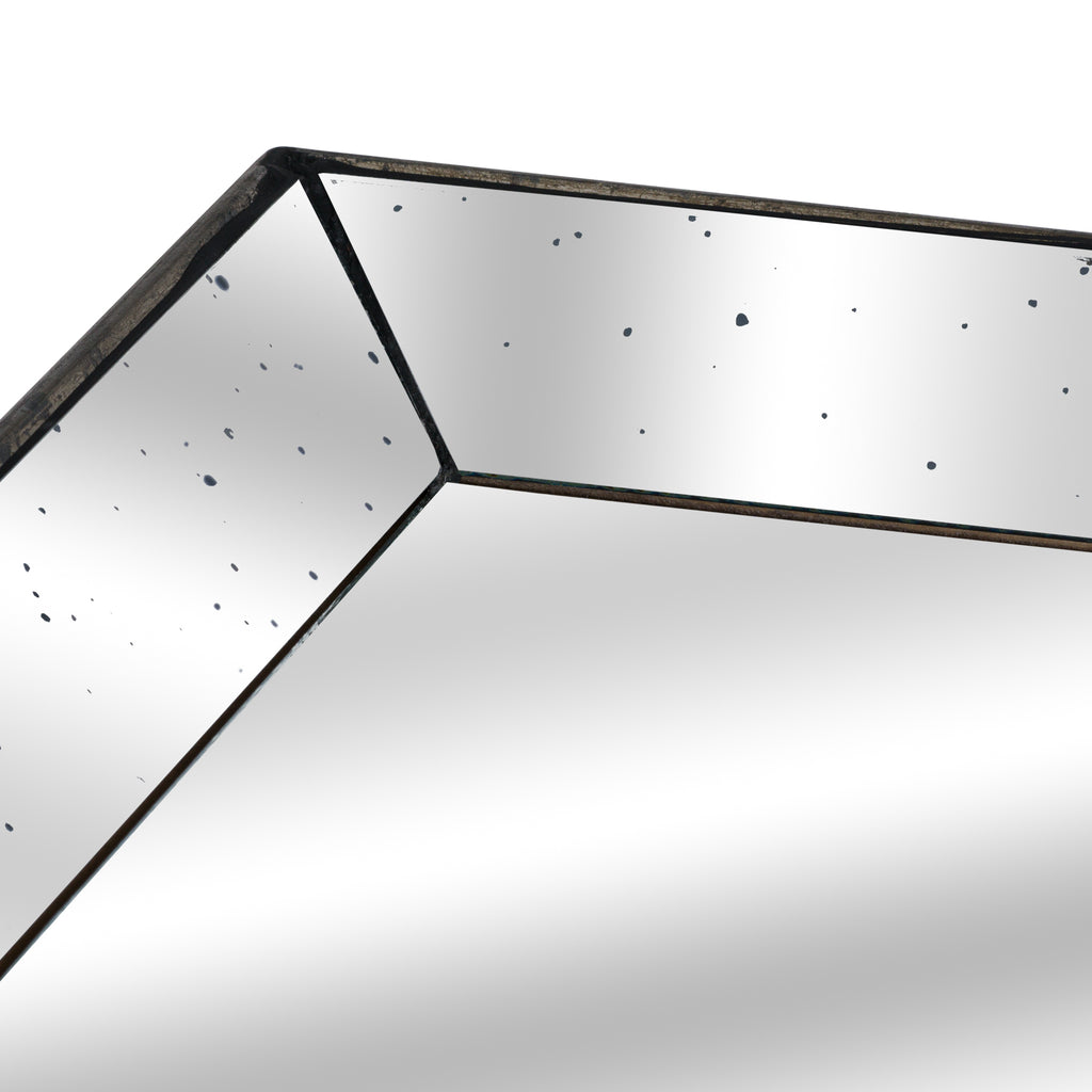 Astor Distressed Mirrored Square Tray With Wooden Detailing Large Shades 4 Seasons