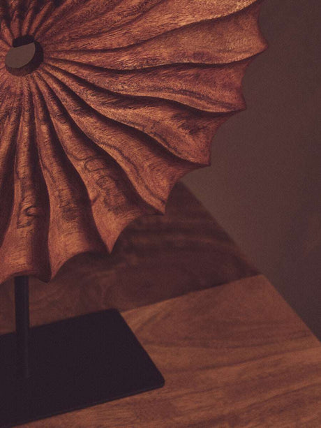 Orsina wood sculpture with elegant spiral design, perfect for modern home decor