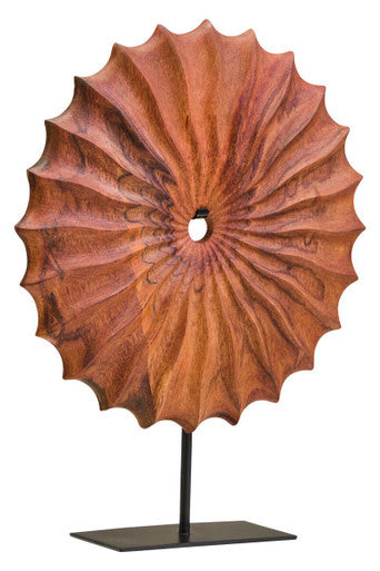 Orsina Wooden Decorative Sculpture with Unique Spiral Design on a Black Stand