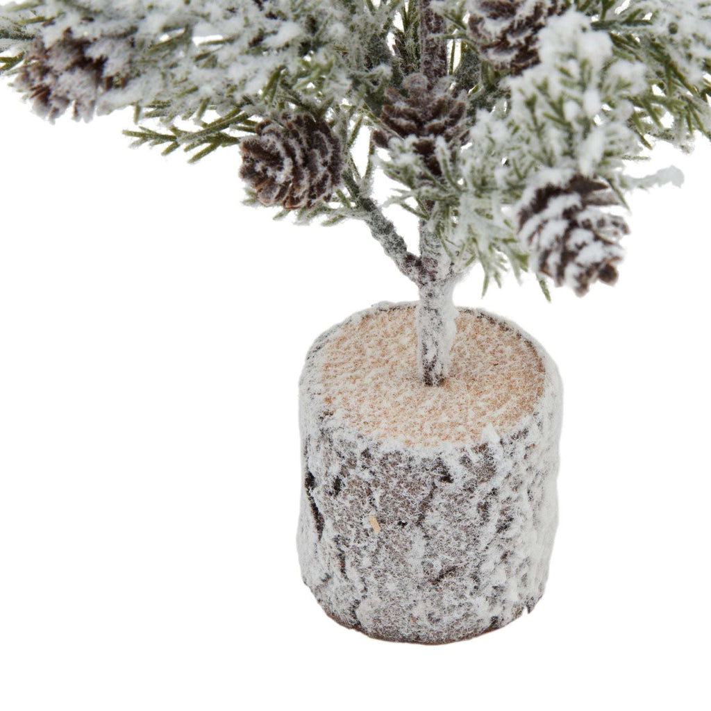 Small Snowy Fir Tree With Pinecones In Wood Log Shades 4 Seasons