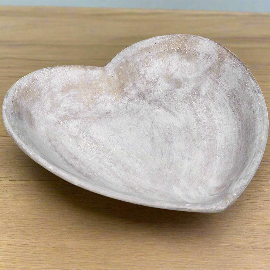 Shades 4 Seasons Stone Heart Dish - Stylish Ornament WHITE STONE Shades 4 Seasons