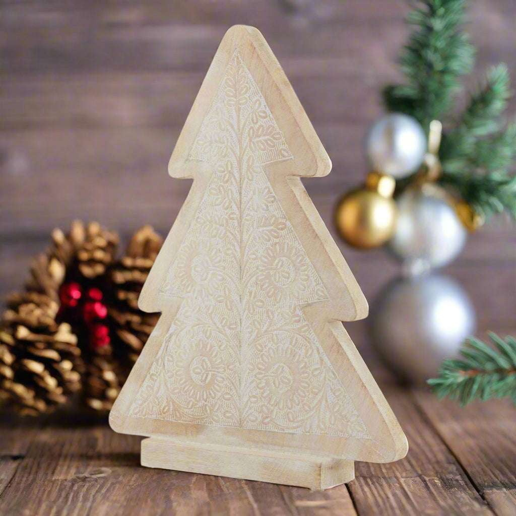White Wash Collection Wooden Large Patterned Decorative Tree BROWN WOOD Shades 4 Seasons