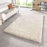 Luxurious Deep Pile Rug in Cream Colour, Perfect for Adding Comfort to Living Spaces