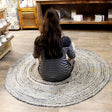 AW-Dropship Denim Rug - Round Jute & Recycled Cotton AW-Dropship