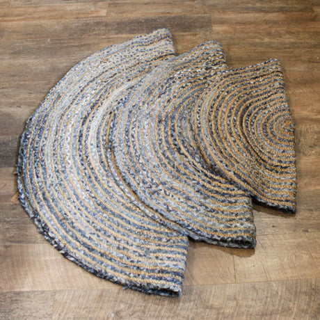 AW-Dropship Denim Rug - Round Jute & Recycled Cotton AW-Dropship