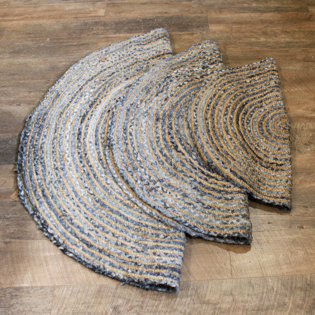 Round Jute and Recycle Denim Rug - 120 cm AW-Dropship