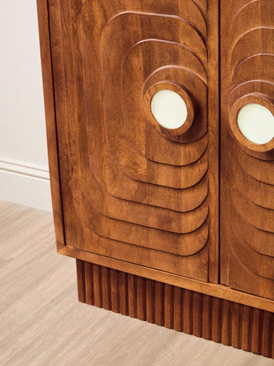 Sangar Two Door Mango Wood Carved Design Cabinet Orsina