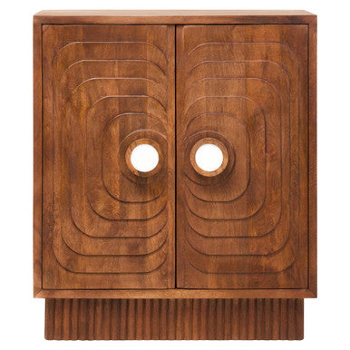 Sangar Two Door Mango Wood Carved Design Cabinet Orsina