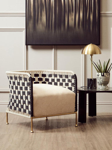 Satna Jute Black and White Design Chair Orsina