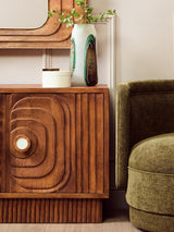 Sangar Two Door Mango Wood Carved Design Sideboard Orsina