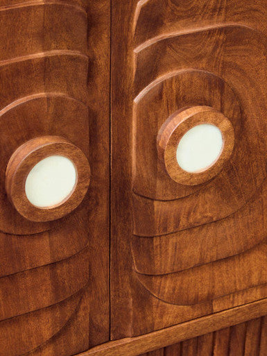 Sangar Two Door Mango Wood Carved Design Sideboard Orsina