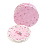 Set of Floral Dessert Plates in Vintage Design with Pink and White Floral Patterns