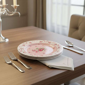 Elegant pink Dessert Plates with floral design, perfect for serving sweet treats at gatherings
