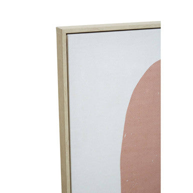 Minimalist Orsina Wall Art with Soft Pink and White Abstract Design in a Wooden Frame